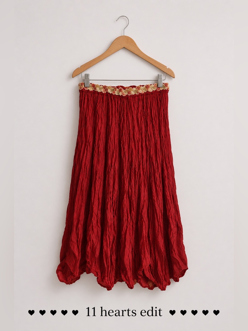 Chaudry KC for Anthropologie NWT Embellished Merlot Crinkle Maxi Skirt Size M